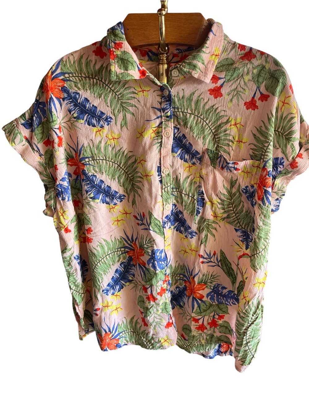 Style & Co. Pink Tropical Floral Button-Down Shirt 3X - Picture 3 of 10